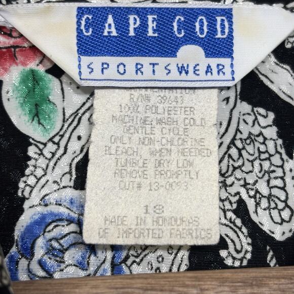 Vtg Cape Cod Sportswear Blouse Sz 18 Rose Floral Geometric Artsy Retro Statement - Picture 5 of 8